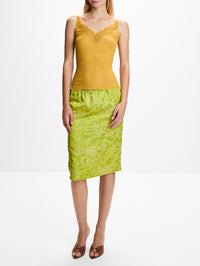 Brocade Lined Skirt,SAINT LAURENT,VERT ACIDE,Image 2