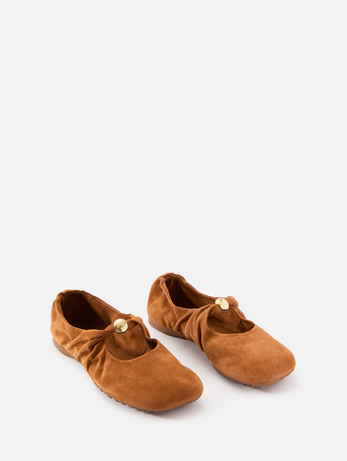 Pebble Soft Ballerina Flat,LOEWE,TAN,Image 2