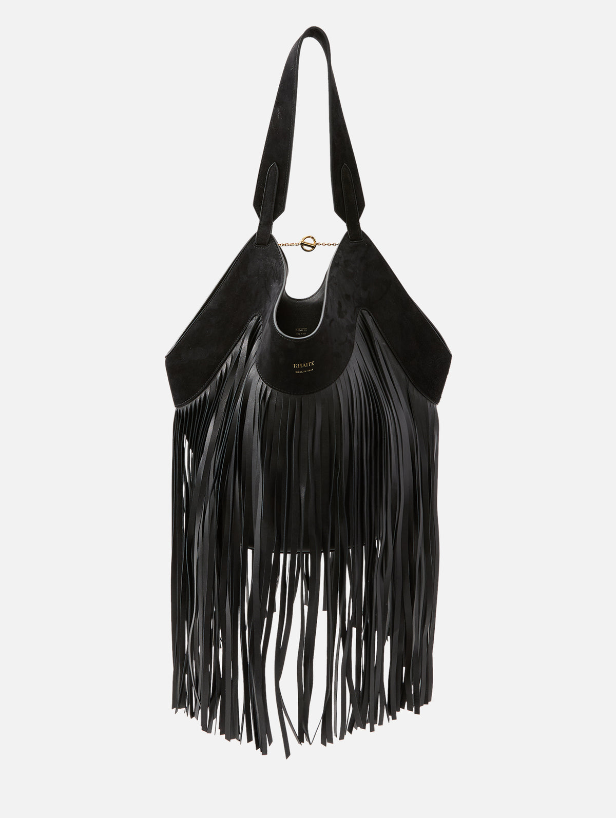 Lotus Small Fringe Tote,KHAITE,BLACK,Image 1