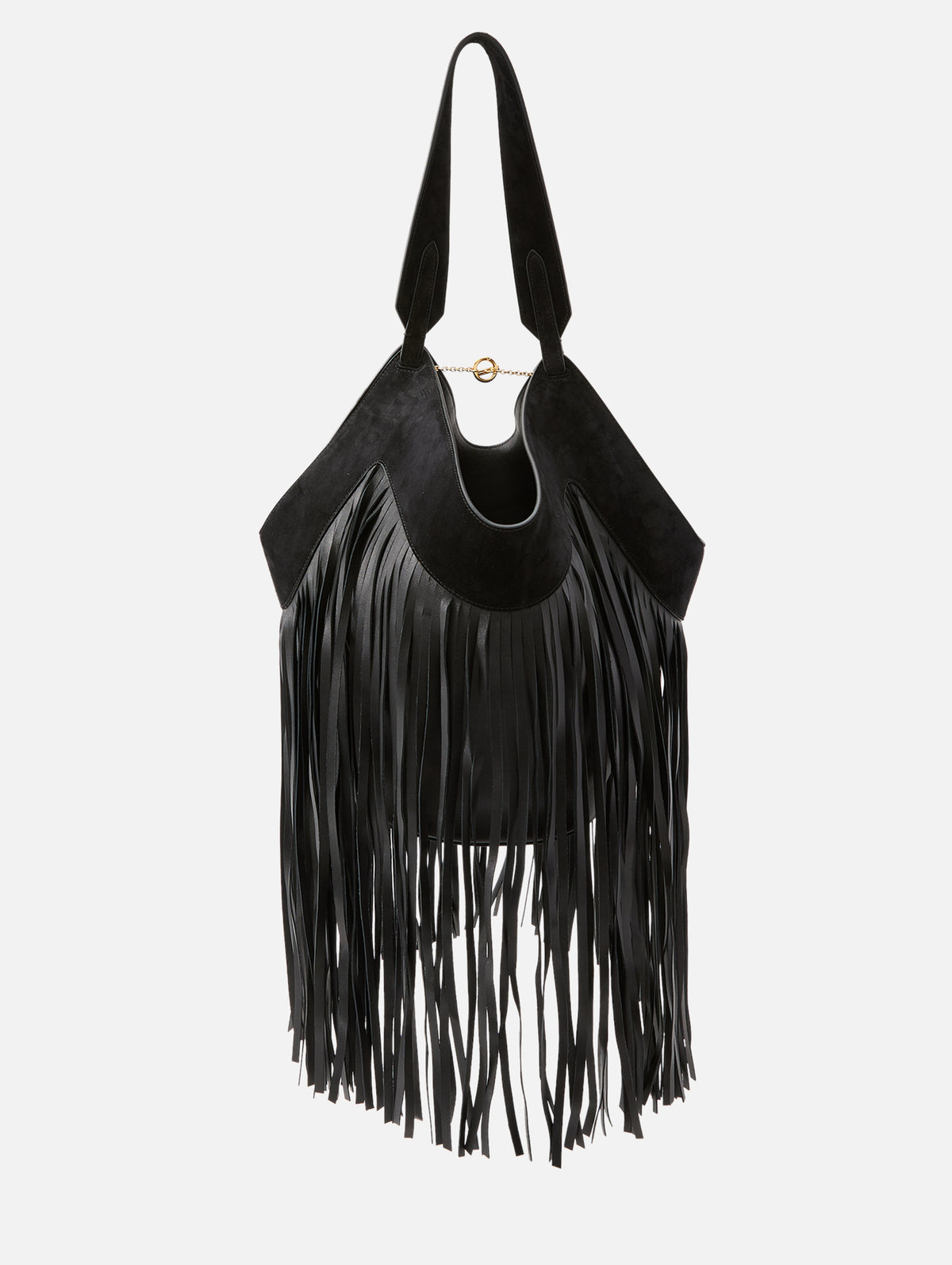 Lotus Small Fringe Tote,KHAITE,BLACK,Image 2