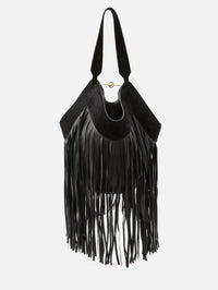 Lotus Small Fringe Tote,KHAITE,BLACK,Image 2