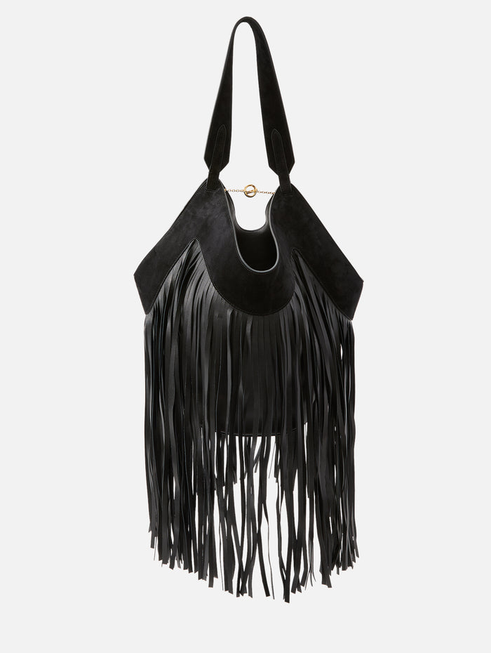 Lotus Small Fringe Tote,KHAITE,BLACK,Image 1