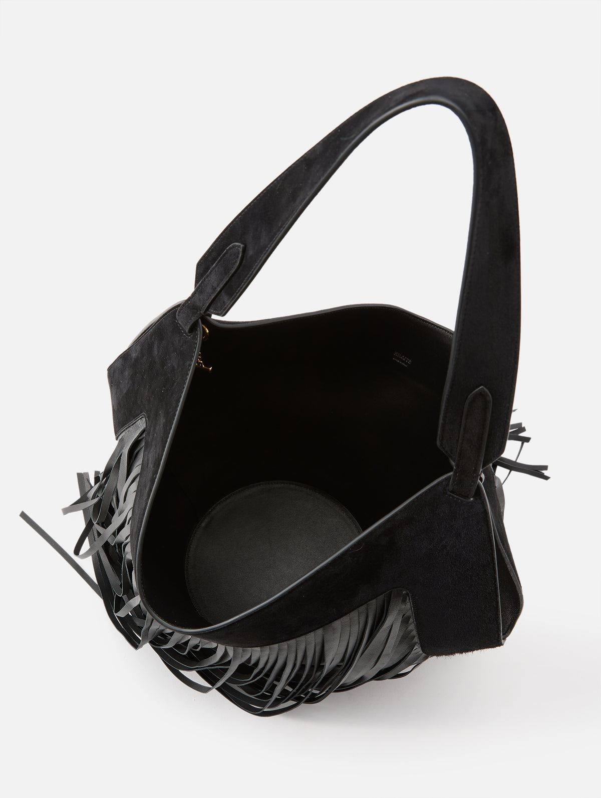 Lotus Small Fringe Tote,KHAITE,BLACK,Image 3