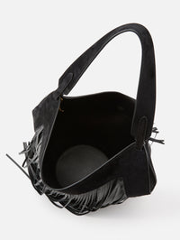 Lotus Small Fringe Tote,KHAITE,BLACK,Image 3