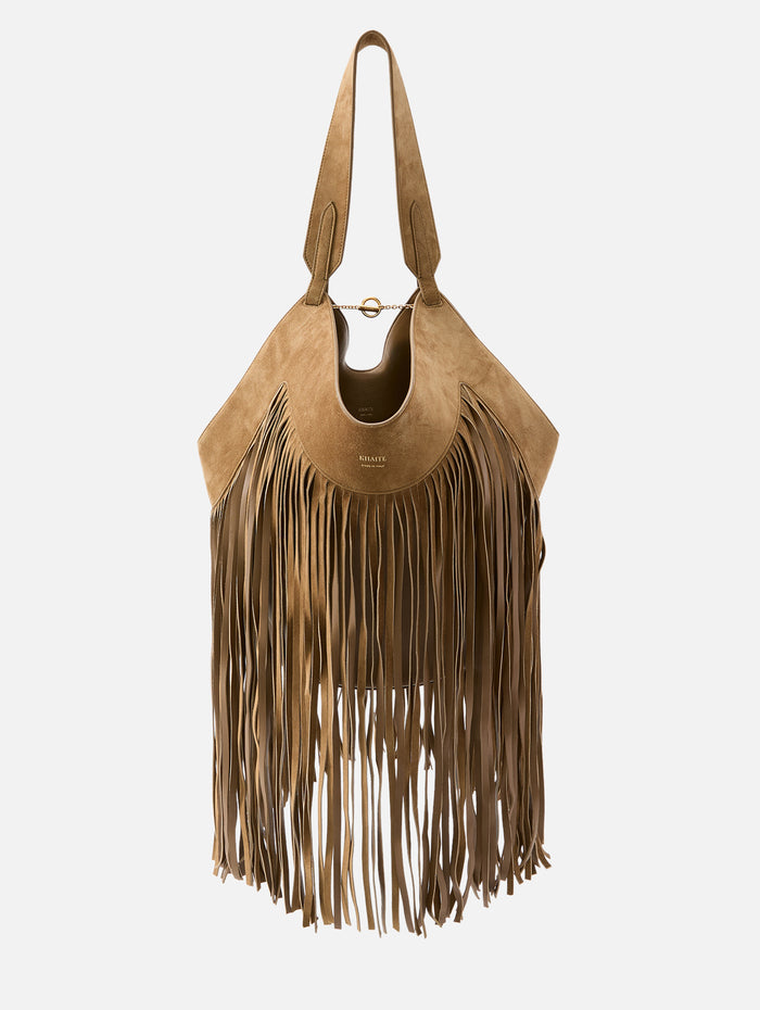 Lotus Small Fringe Tote,KHAITE,MUD,Image 1
