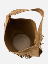 Lotus Small Fringe Tote,KHAITE,MUD,Image 3