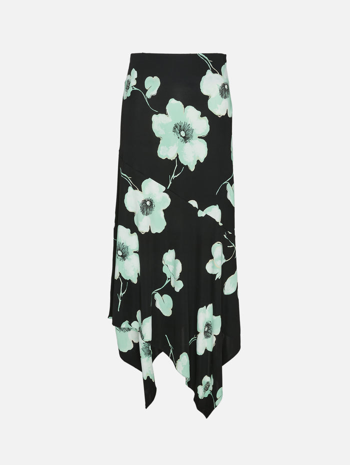 Floral Belted Skirt,ALAIA,NOIR AQUA,Image 1