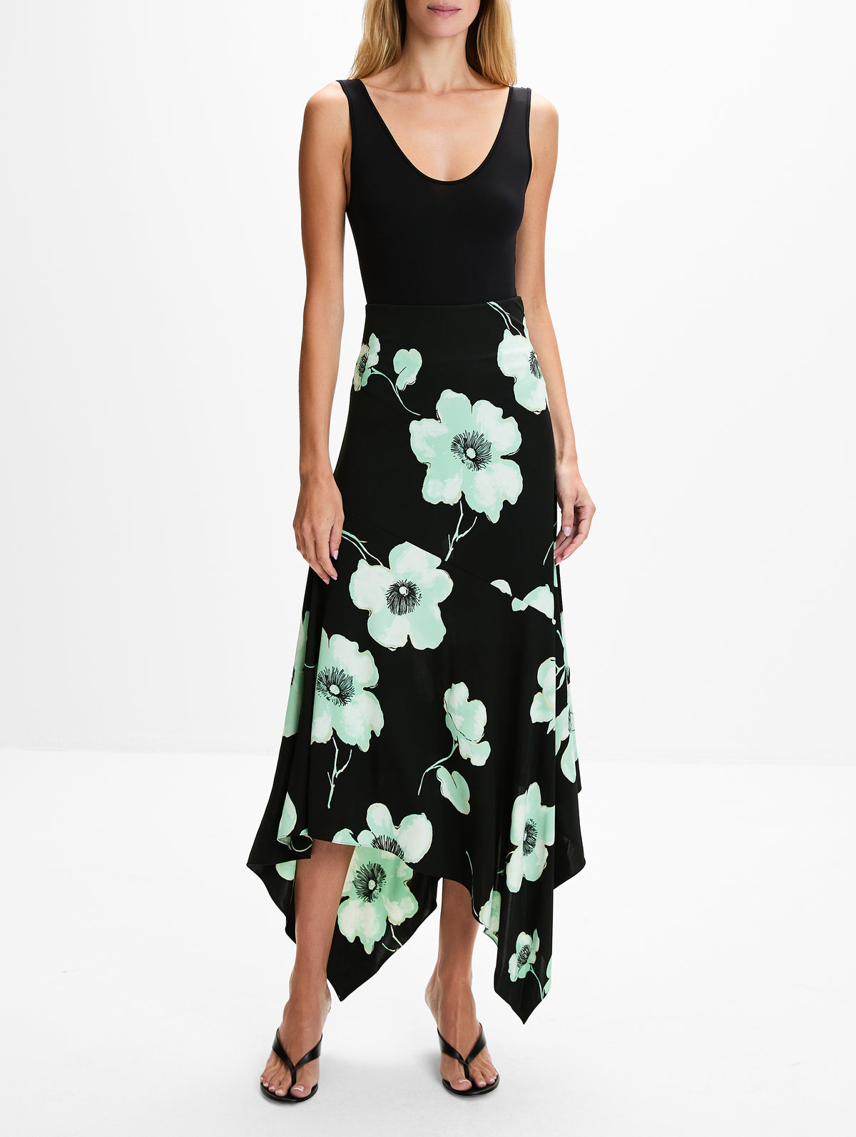 Floral Belted Skirt,ALAIA,NOIR AQUA,Image 2