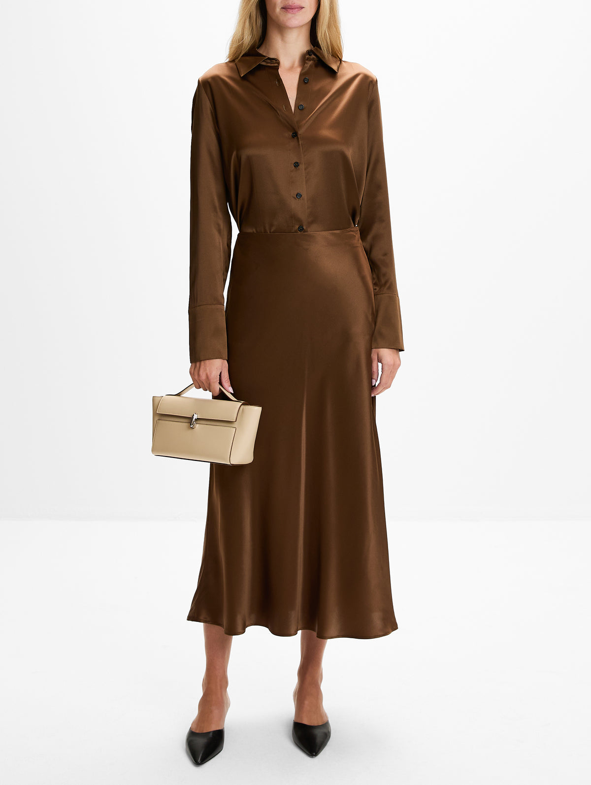 Silk Shirt,CO,CHOCOLATE,Image 2