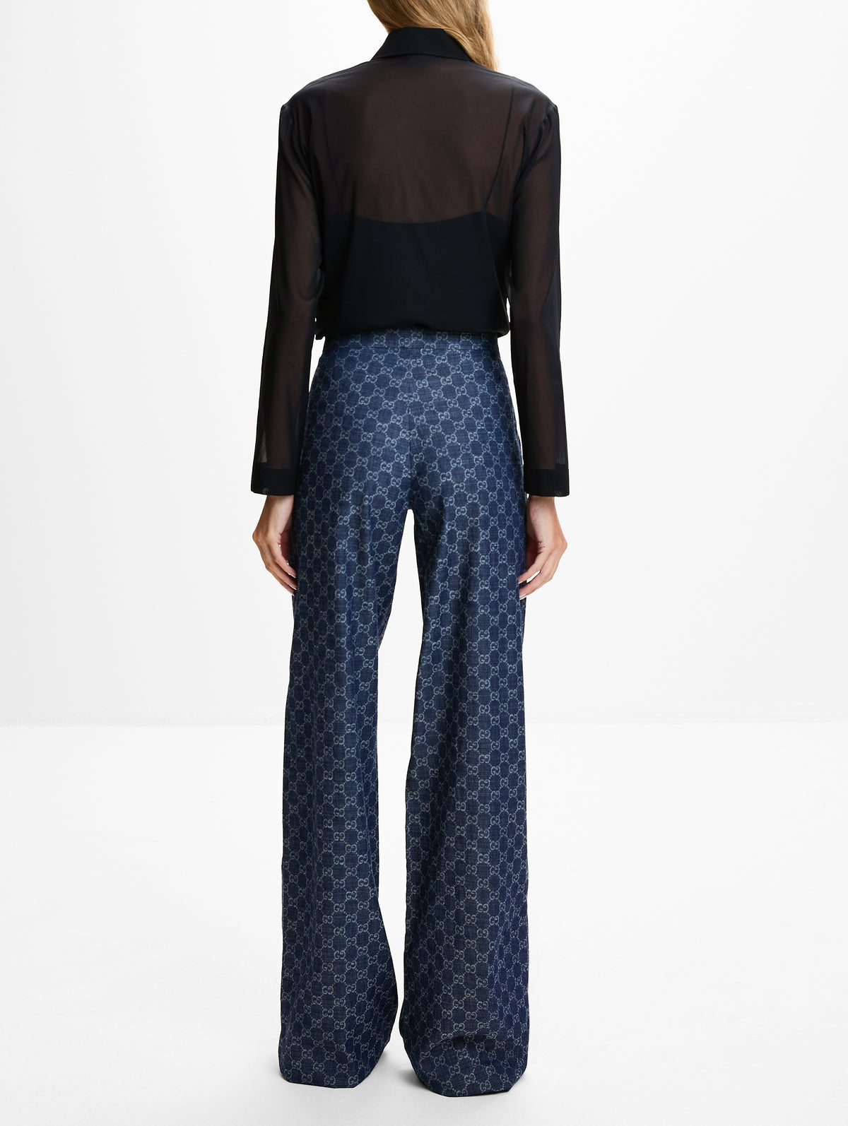 Silk Chiffon Blouse,GUCCI,BLACK,Image 3