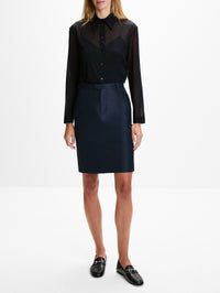 Silk Faille Skirt,GUCCI,INK,Image 2
