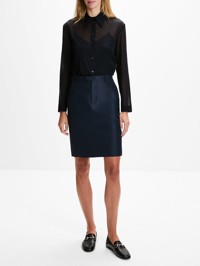Silk Faille Skirt,GUCCI,INK,Image 1