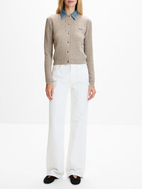 Collared Cardigan,MIU MIU,SAND,Image 2
