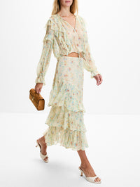 Meadow Silk Midi Skirt,ULLA JOHNSON,MOON PETAL,Image 3