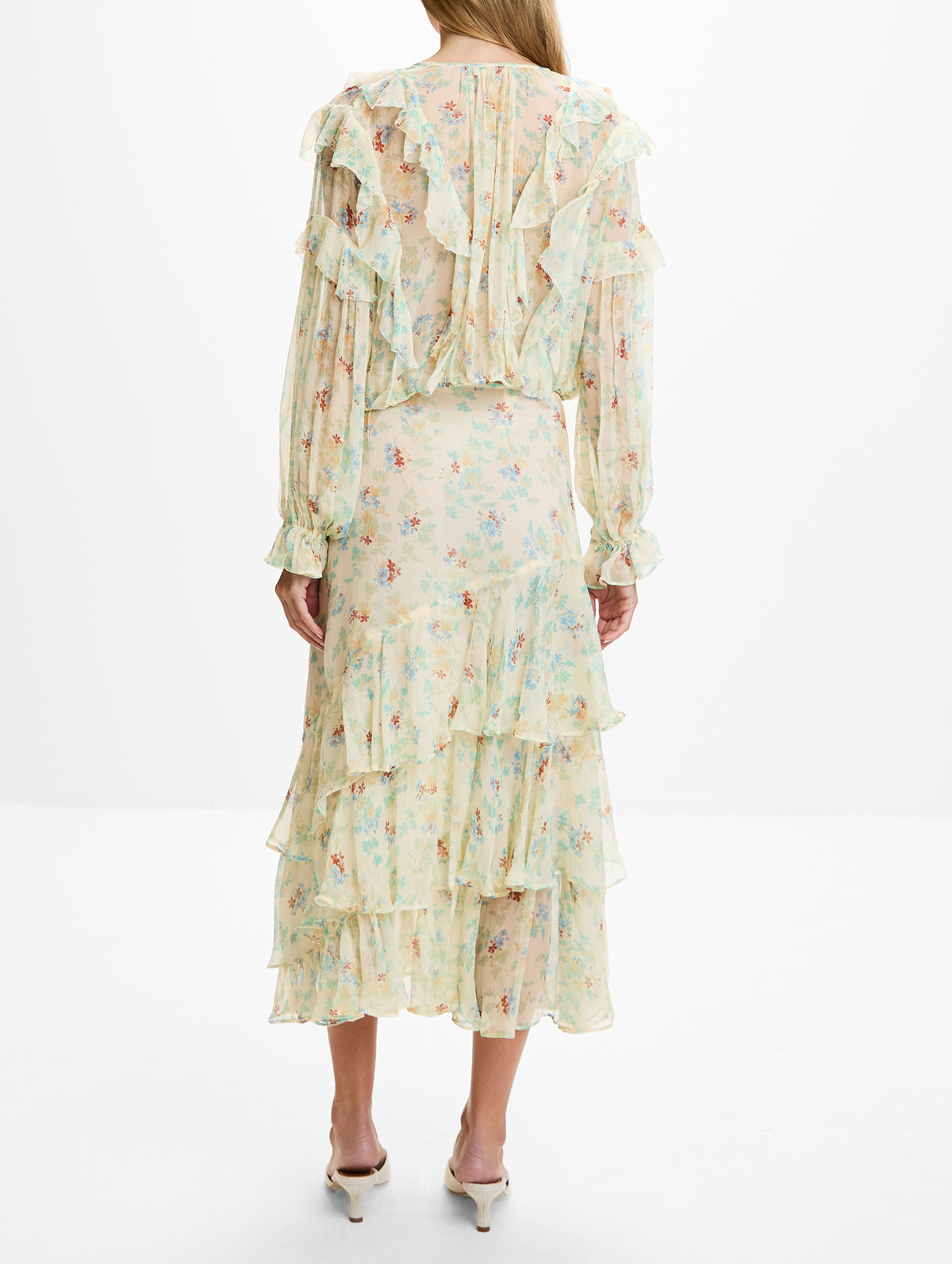 Meadow Silk Midi Skirt,ULLA JOHNSON,MOON PETAL,Image 4