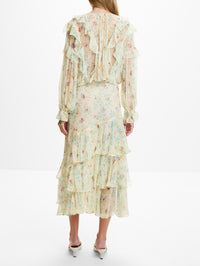 Meadow Silk Midi Skirt,ULLA JOHNSON,MOON PETAL,Image 4