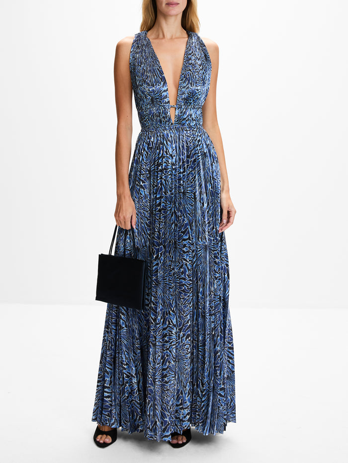 Lena Satin Gown,ULLA JOHNSON,LAPIS,Image 1