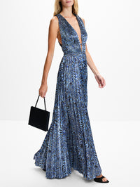 Lena Satin Gown,ULLA JOHNSON,LAPIS,Image 3