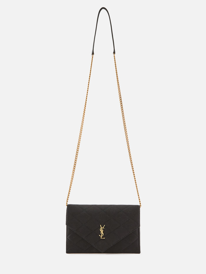 Satin Chain Wallet,SAINT LAURENT,NOIR,Image 1