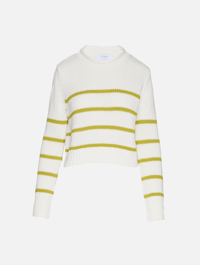 Mini Marina Sweater,LA LIGNE,CREAM/KEYLIME,Image 1