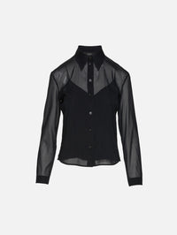 Silk Chiffon Blouse,GUCCI,BLACK,Image 1