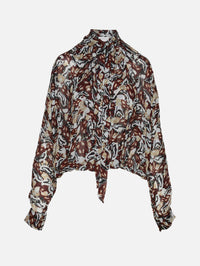 Cenvy Tie Blouse,DRIES VAN NOTEN,BROWN,Image 2