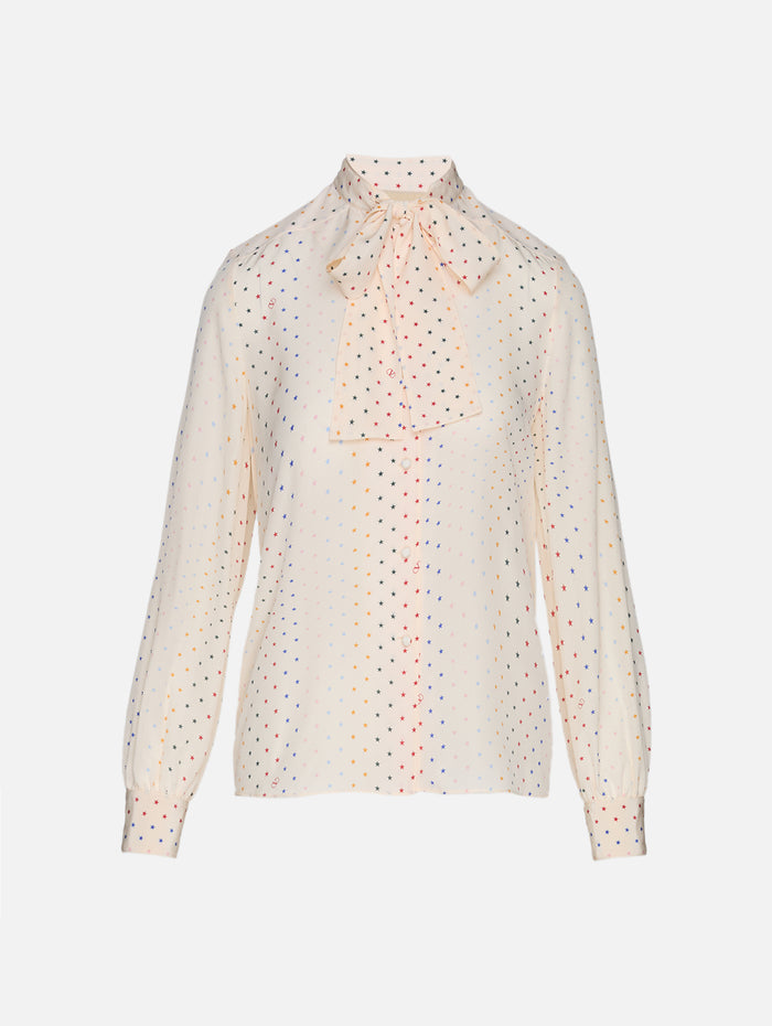 Star Stripe Blouse,VALENTINO GARAVANI,VANILLA/MULTI,Image 1