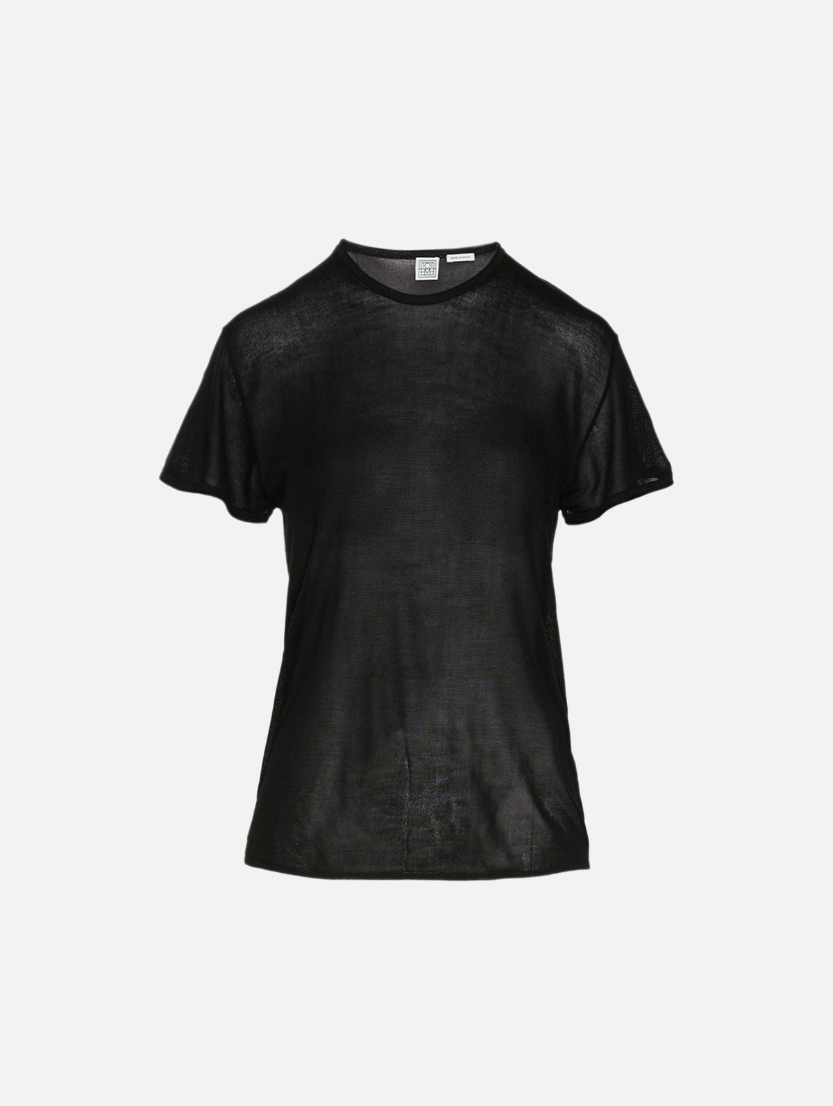 Silk Tee,TOTÉME,BLACK,Image 2