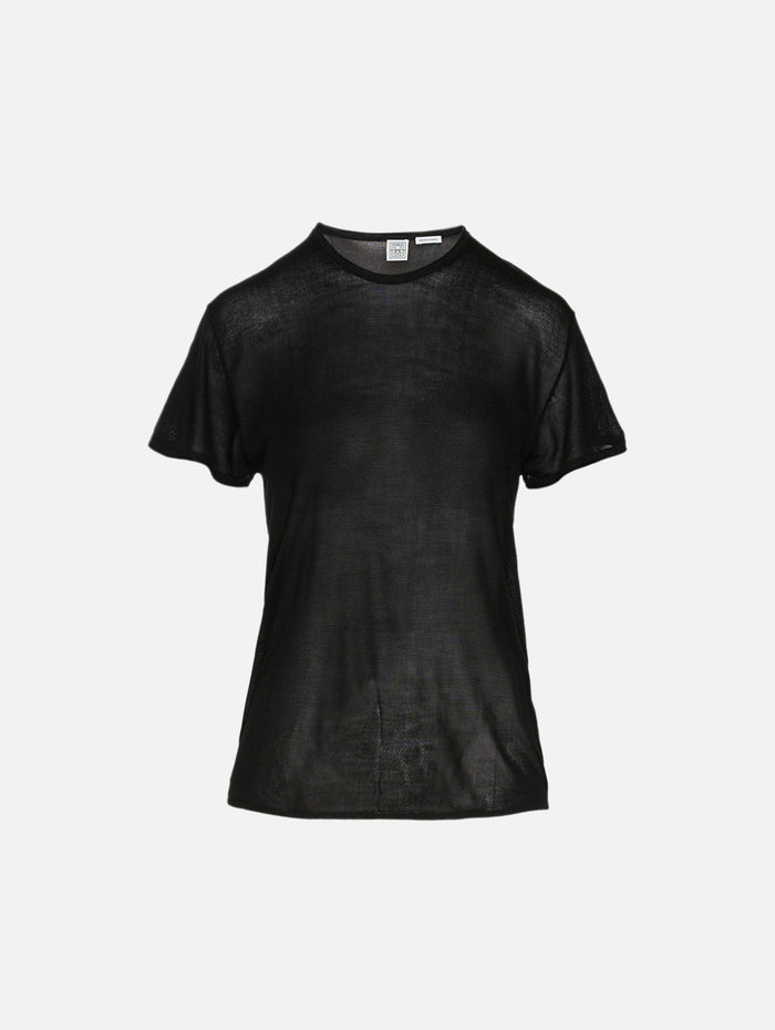 Silk Tee,TOTÉME,BLACK,Image 1