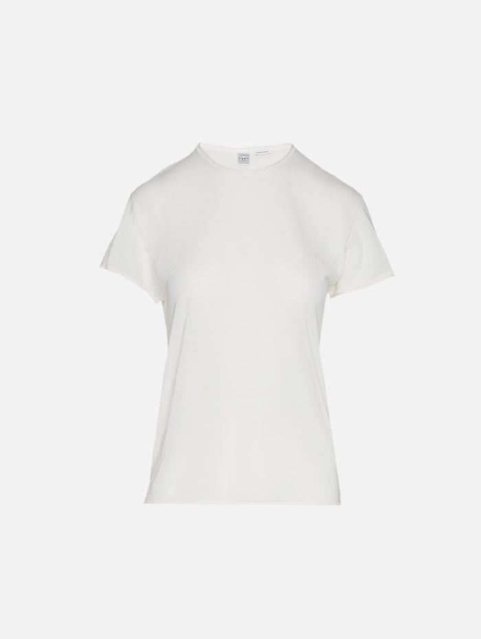 Silk Tee,TOTÉME,ECRU,Image 1