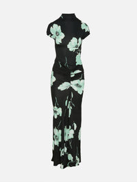 Floral Draped Dress,ALAIA,NOIR AQUA,Image 1