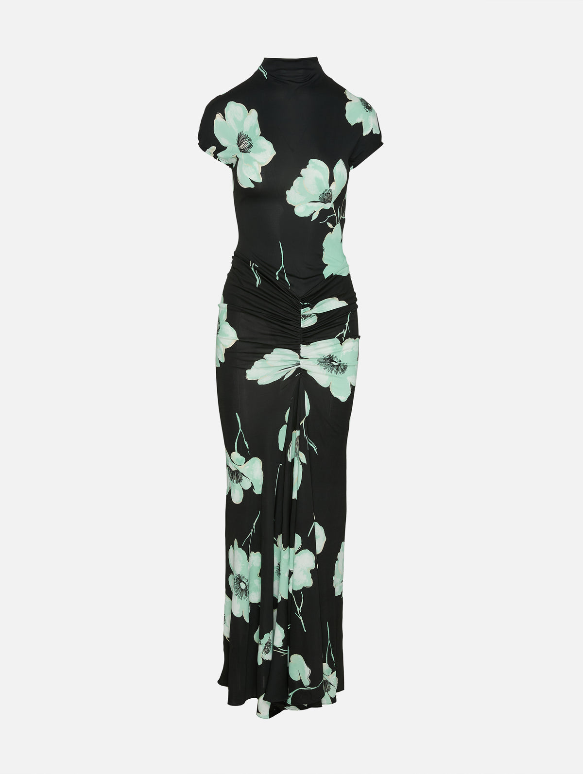 Floral Draped Dress,ALAIA,NOIR AQUA,Image 2