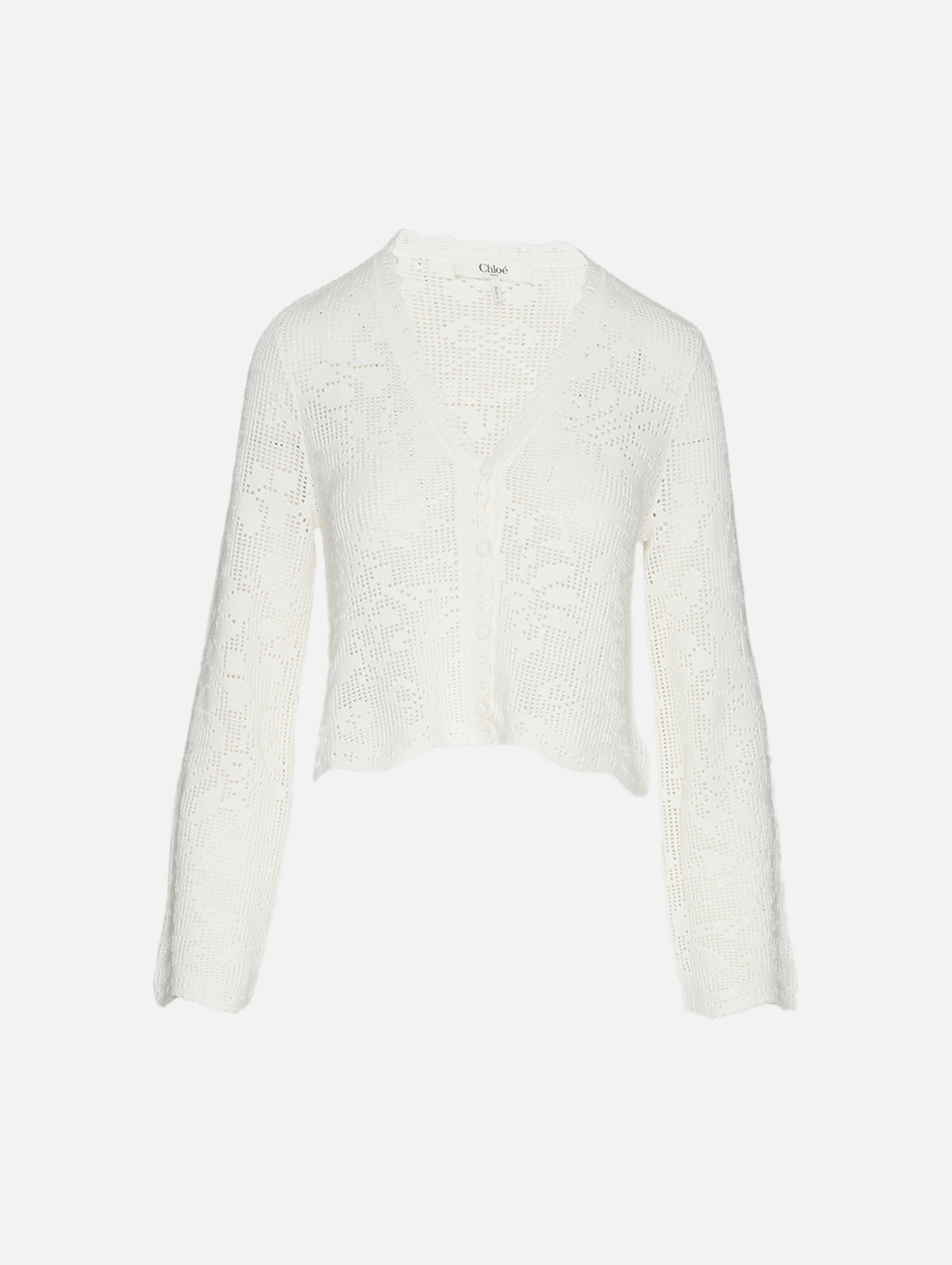 Crochet Cardigan,CHLOÉ,WHITE,Image 2