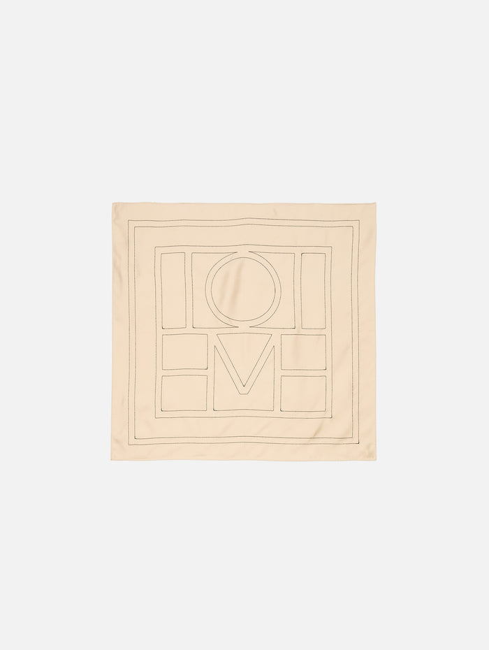 Embroidered Monogram Scarf,TOTÉME,IVORY,Image 1