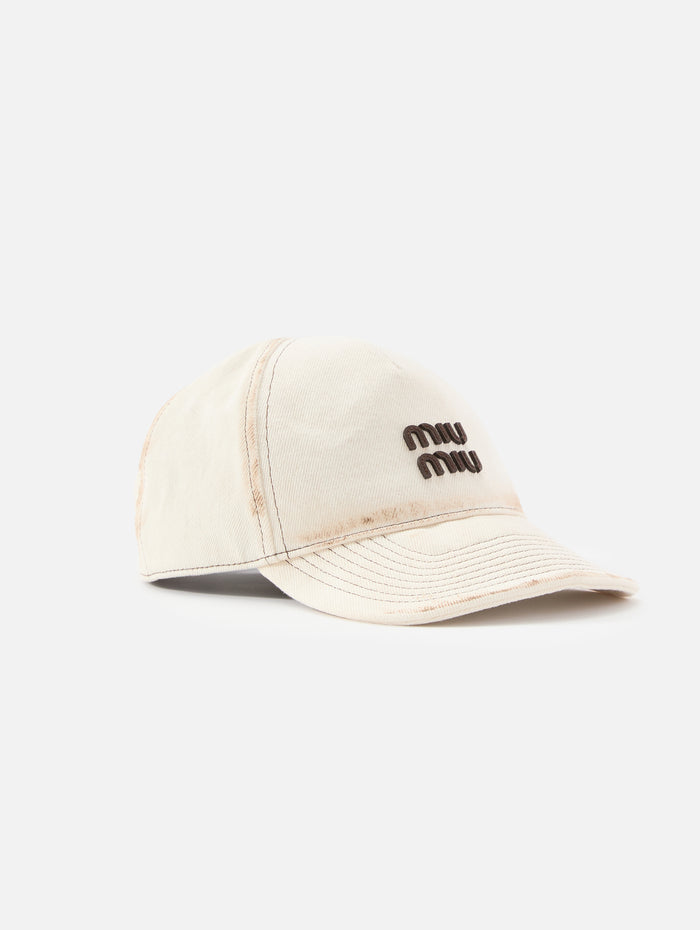 Denim Baseball Cap,MIU MIU,BIANCO,Image 1