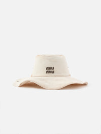Denim Cowboy Hat,MIU MIU,BIANCO,Image 4