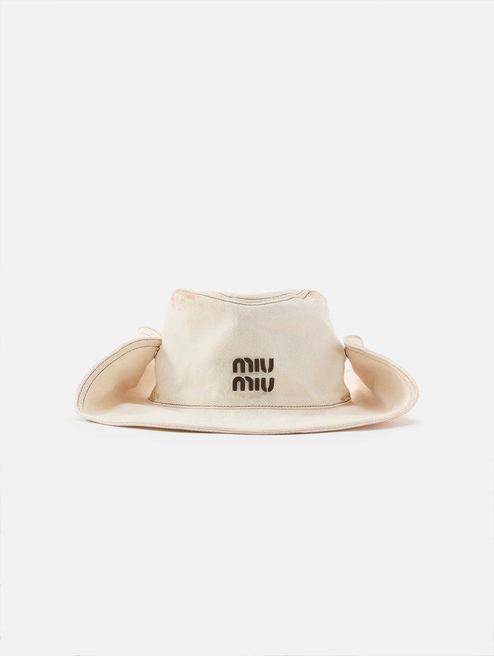Denim Cowboy Hat,MIU MIU,BIANCO,Image 1