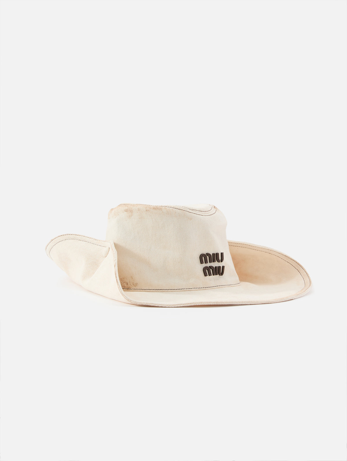 Denim Cowboy Hat,MIU MIU,BIANCO,Image 2