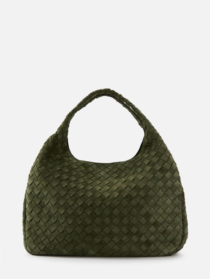 Large Campana Bag,BOTTEGA VENETA,GREEN TWEED,Image 1
