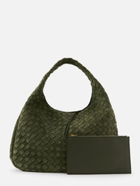 Large Campana Bag,BOTTEGA VENETA,GREEN TWEED,Image 2