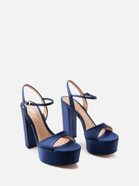 Crepe Satin Platform,GIANVITO ROSSI,DENIM BLUE,Image 2