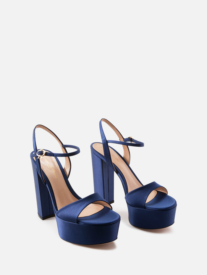 Crepe Satin Platform,GIANVITO ROSSI,DENIM BLUE,Image 1