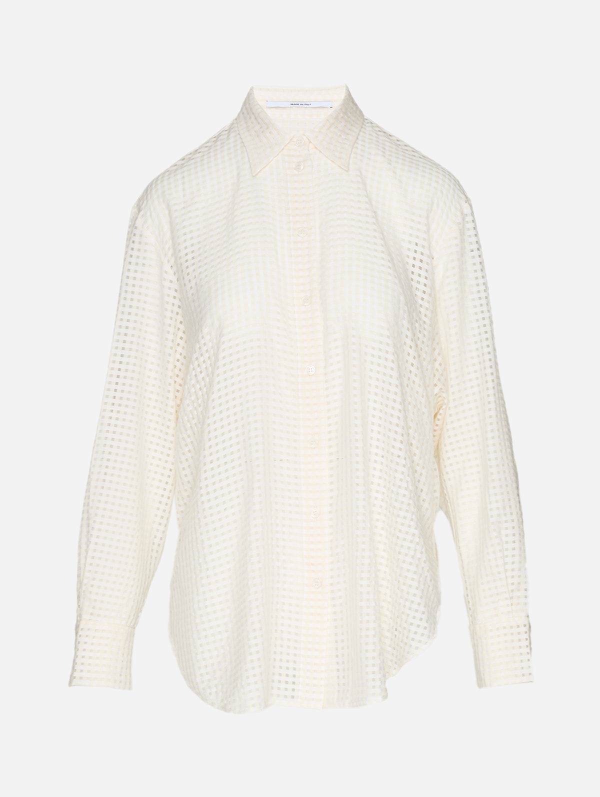 Gingham Blouse,ANOTHER TOMORROW,OFF WHITE,Image 2