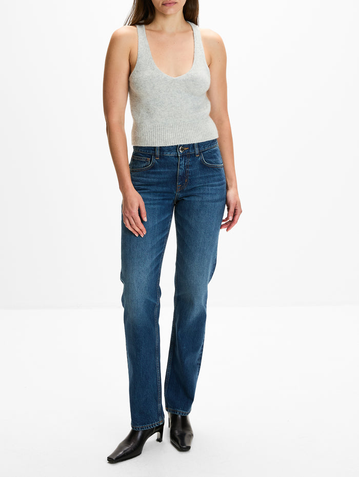 Reese V Neck Tank Top,BRANDON MAXWELL,CLOUD GREY,Image 1