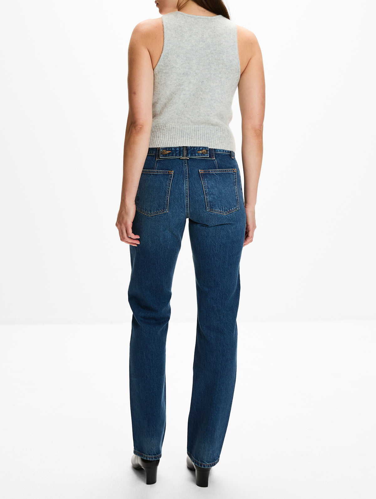 Reese V Neck Tank Top,BRANDON MAXWELL,CLOUD GREY,Image 3