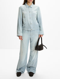 Boxy Pleated Trucker Jacket,DENIMIST,CLOTH INDIGO,Image 2