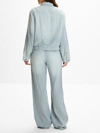 Boxy Pleated Trucker Jacket,DENIMIST,CLOTH INDIGO,Image 3