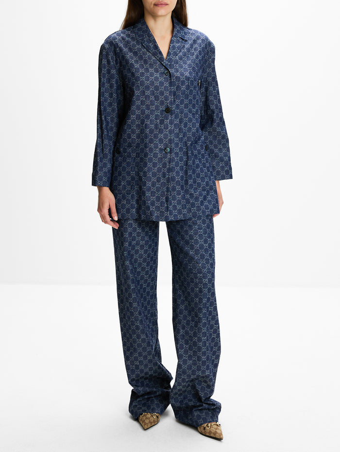 Denim Logo Jacket,GUCCI,BLUE,Image 1