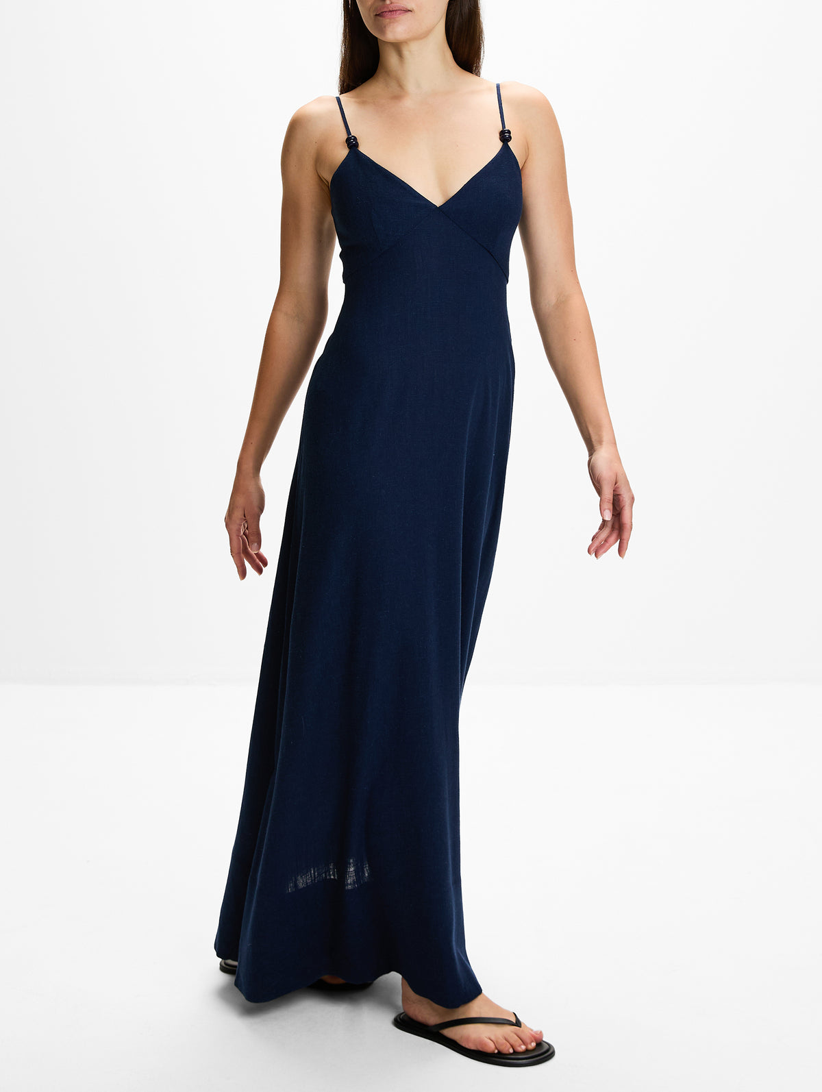 Linen Maxi Dress,LA LIGNE,MIDNIGHT,Image 3
