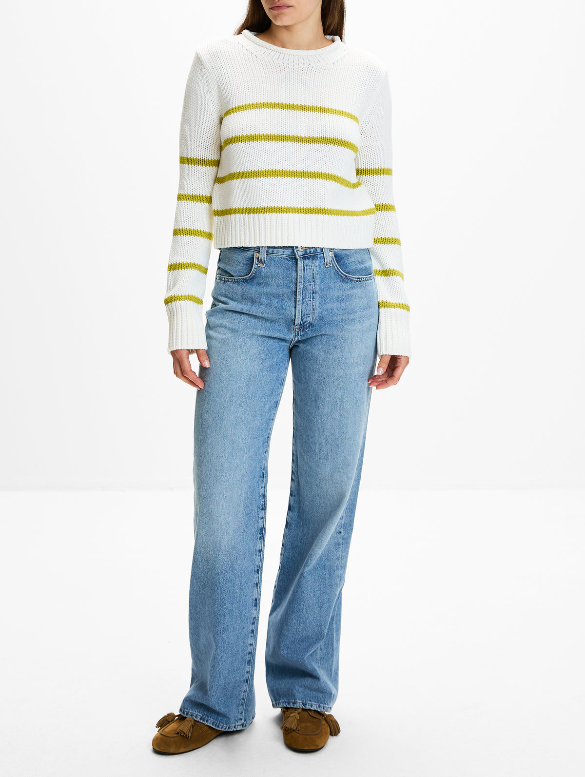 Mini Marina Sweater,LA LIGNE,CREAM/KEYLIME,Image 2